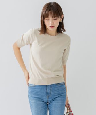 ＜23区 S (Women/小さいサイズ)＞【アンサンブル対応／洗える】プレミアム　コットン　半袖　プルオーバー（ＫＲ２７ＳＳ０２５１）