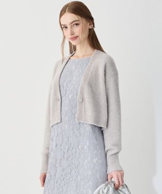 【SALE】【送料無料】23区 L (Women/大きいサイズ)/ニジュウサンク エル ファンシーボレロ ビジューボタン Vネックカーディガン(KRA2CW0743) 091_ギンイロ トップス【三越伊勢丹/公式】