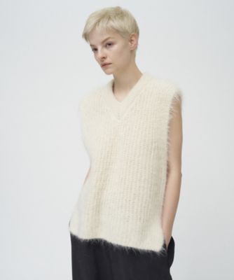 ＜ATON (Women/Men)＞ＡＬＰＡＣＡ　ＦＵＲ　｜　Ｖネックベスト（ＫＲＡＧＣＷ０８１１）