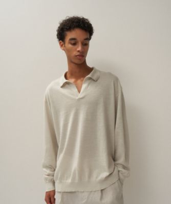 ＜ATON (Women/Men)＞ＲＡＭＩＥ　ＣＡＳＨＭＥＲＥ　｜　スキッパーポロセーター　－　ＵＮＩＳＥＸ（ＫＲＡＧＧＭ０１２０）