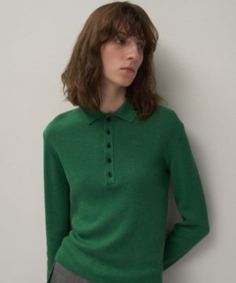 ☆韓国の人気☆【RONRON】☆DIAGONAL BUTTON LONG SLEEV.E☆ RAMIE WOOL RIB ｜ リブポロセーター