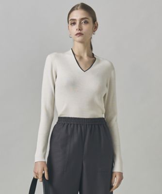 ＜ICB L (Women/大きいサイズ)＞【新色追加】　エクストラファインメリノリブ　Ｖネックプルオーバー（ＫＲＣＭＧＷ０４０９）