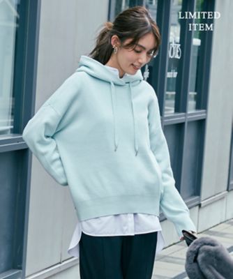 icb コットンブレンドメリノウールパーカー S プルオーバーパーカー