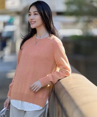 ＜ICB L (Women/大きいサイズ)＞グロッシーペーパーブレンド　クルーネックプルオーバー（ＫＲＣＭＬＭ０３０１）