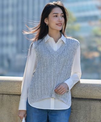 ＜ICB L (Women/大きいサイズ)＞コットンツイスター　ニットベスト（ＫＲＣＭＬＳ０２０９）