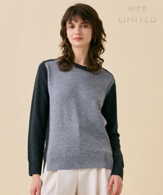 BEIGE， (Women)/ベイジ 【WEB限定・洗える】ROGAN / バイカラーウールクルーネックニット(KRCWCA0551)