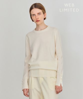 BEIGE， (Women)/ベイジ 【ＷＥＢ限定・洗える】ＡＬＳＡＣＥ　／　パール釦クルーネックウールニット（ＫＲＣＷＣＡ０５５３）