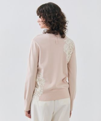 BEIGE， (Women)/ベイジ 【洗える】WILLOW / アシンメトリーレースクルーネックニット(KRCWCW0501)