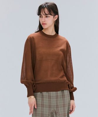 BEIGE， (Women)/ベイジ CADDO/シアーウールクルーネックトップス(KRCWGA0203) 035_コゲチャ 【三越伊勢丹/公式】