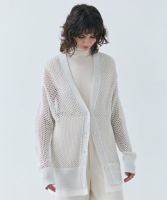 ＜BEIGE， (Women)＞【洗える】ＡＬＯＥ　／　コットンメッシュＶネックミドル丈カーディガン（ＫＲＣＷＧＭ０４０５）