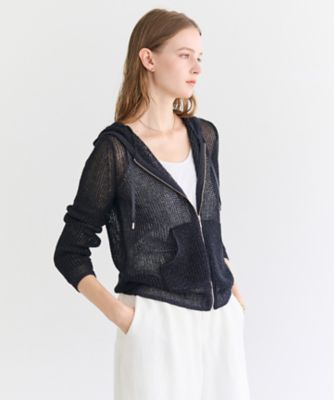 ＜BEIGE， (Women)＞ＯＰＴＩＣＡＬ　／　ペーパーヤーンフーディージップニット（ＫＲＣＷＧＭ０４１０）