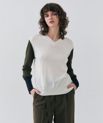 ＜BEIGE， (Women)＞【洗える】ＢＵＲＮＥＴ　／　カラーミックスＶネックトップス（ＫＲＣＷＧＳ０１０１）