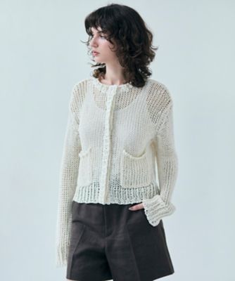 ＜BEIGE， (Women)＞【洗える】ＴＨＹＭＥ　／　クルーネックコットンメッシュカーディガン（ＫＲＣＷＧＳ０２０７）