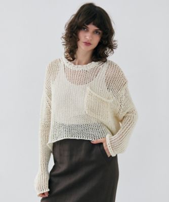 ＜BEIGE， (Women)＞【洗える・ＳＴＯＲＹ　６月号掲載】ＴＨＹＭＥ　／　クルーネックコットンメッシュニット（ＫＲＣＷＧＳ０２０８）