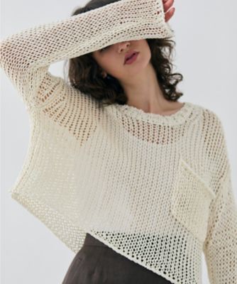 BEIGE, 【洗える】THYME / クルーネックコットンメッシュニット 洗える・STORY 6月号掲載】THYME ／ クルーネック