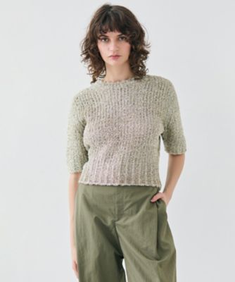 BEIGE， (Women)/ベイジ 【洗える・Precious 4月号掲載】TRITOMA / ラメクルーネック半袖ニット(KRCWGS0300)