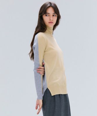 ＜BEIGE， (Women)＞【洗える】ＬＡ　ＭＯＮＮＡＩＥ　／　バイカラーウールタートルニット（ＫＲＣＷＧＷ０３００）