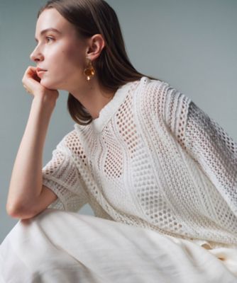 ＜BEIGE， (Women)＞ＡＴＡＣＡＭ　／　パターンメッシュ　ハーフニット（ＫＲＣＷＬＭ０４０４）