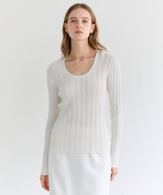 ＜BEIGE， (Women)＞ＬＡＢＲＡＤＯ　／　ランダムリブ　Ｕネックニット（ＫＲＣＷＬＳ０３０１）