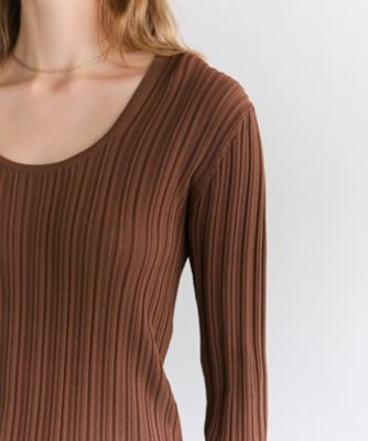 美品 セオリーリュクス ウール Uネック 長袖 リブ ニット ブラウン系 M KNIT WEAR LIBRARY | Theory luxe[セオリーリュクス]公式通販サイト