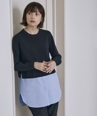 WEB＆一部店舗限定カラーあり】クロスコンビ ニットプルオーバー 