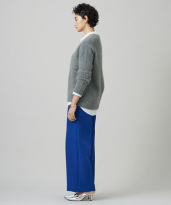 フォックスアルパカ Vネックプルオーバーニット, ライトグレー系, XS