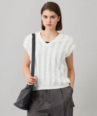 ＜ICB (Women)＞【洗える】カットジャカード　Ｖネックニット（ＫＲＣＹＧＡ０２０１）