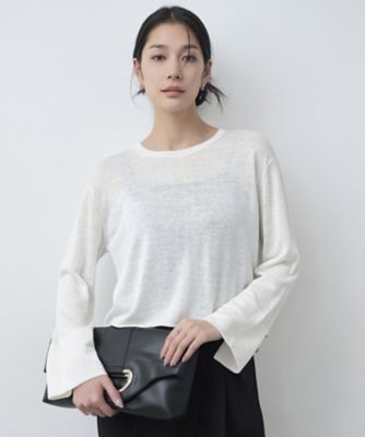 ＜ICB (Women)＞【洗える】　リネンレーヨンハイゲージ　クロップドプルオーバー（ＫＲＣＹＧＭ０３０４）