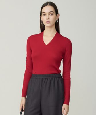 ＜ICB (Women)＞【新色追加】　エクストラファインメリノリブ　Ｖネックプルオーバー（ＫＲＣＹＧＷ０４０９）