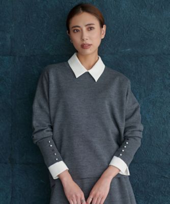 洗える】 シルキーウールダブルフェイス ニットプルオーバー