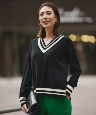 ＜ICB (Women)＞ハイゲージソフトウール　チルデンＶネックプルオーバー（ＫＲＣＹＧＷ０６０４）