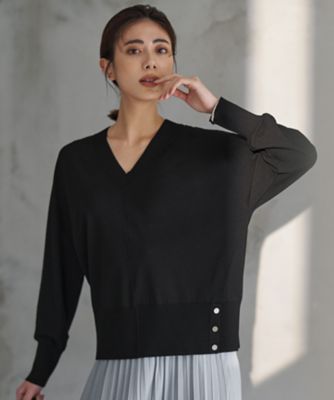 ＜ICB (Women)＞クリアレーヨンストレッチ　Ｖネックニット（ＫＲＣＹＬＭ０３０２）