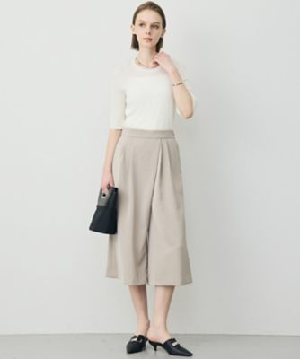 フランス製 美品 Chloe ニット切替 フレアスリーブ カシミヤ混 リネン 絹 フレンチスリーブリブ切替サマーニットトップス[品番：DSSW0001218