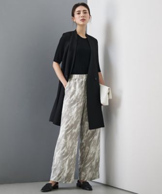 フランス製 美品 Chloe ニット切替 フレアスリーブ カシミヤ混 リネン 絹 リネンブレンドシアー クルーネックリブニット（KRCYLM0408