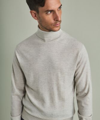 家庭洗濯可能】イタリア糸 ハイゲージ タートルニット＿リンクス