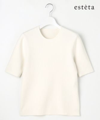 ＜esteta (Women)＞【エステータ】コットンシルク　５分袖ニット（ＫＲＨ７ＣＭ０９３２）