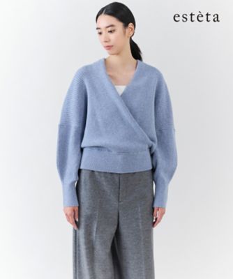 esteta (Women)/エステータ 大きいサイズ カシュクール ニット(KRH7GW0949) 074_ダルブルー トップス【三越伊勢丹/公式】