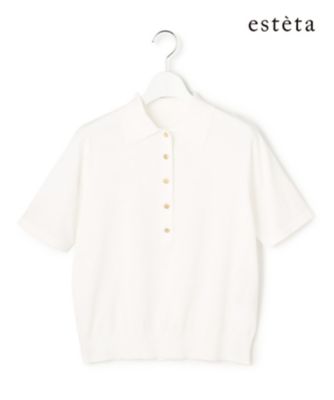 ＜esteta (Women)＞【エステータ】シルキーポロ　ニット（ＫＲＨ７ＬＳ０９３４）