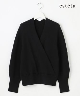 esteta (Women)/エステータ 小さいサイズ カシュクール ニット(KRH8GW0949) 005_クロ トップス【三越伊勢丹/公式】