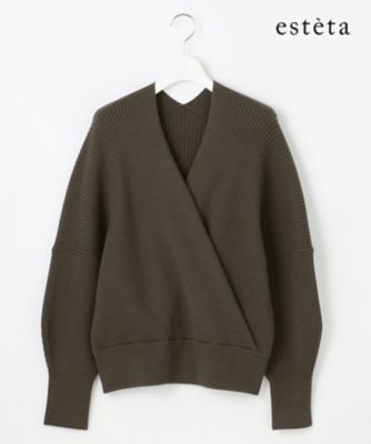 esteta (Women)/エステータ 小さいサイズ カシュクール ニット(KRH8GW0949) 054_カーキ トップス【三越伊勢丹/公式】