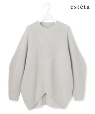 エステータ】アシンメトリーデザイン ハイネックニット