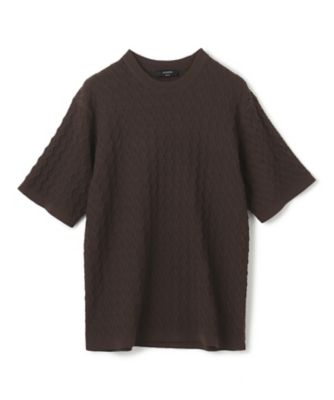 洗える】ドライコットンリンクス 半袖クルーネックニット