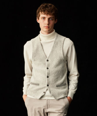 ＜JOSEPH ABBOUD (Men) ＞【キングサイズ・イタリア糸使用／洗える】メリノブレンドモール　ニット　ベスト（ＫＲＪＫＣＷ０３１３）