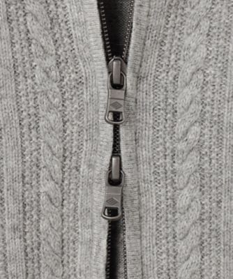 【キングサイズ・洗える・カシミヤブレンド】カシミヤブレンド　ハイネック　ジップ　　カーディガン（ＫＲＪＫＣＷ０４１２）