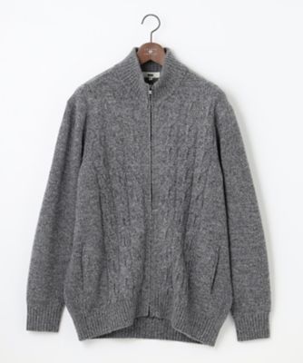 ＜JOSEPH ABBOUD (Men) ＞【キングサイズ・ラムウール使用】ビッグケーブル柄　フルＺＩＰニット（ＫＲＪＫＮＷ０４１３）