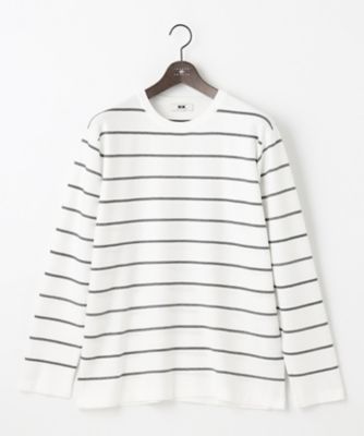 ＜JOSEPH ABBOUD (Men) ＞【キングサイズ・洗える】コットンカスリボーダー　クルーネック　ニット（ＫＲＪＫＳＷ０２０１）