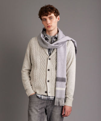 ＜JOSEPH ABBOUD (Men) ＞【キングサイズ・イタリア糸使用／軽く暖かい】　ラムウールケーブル柄ショールカラーカーデ（ＫＲＪＫＳＷ０４１３）