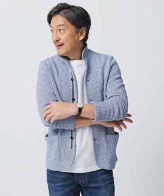 【和紙使用エコ素材／日本素材／軽量／通気性／速乾性】和紙ムリネ　ニット　ジャケット（ＫＲＪＬＧＳ０１０２）