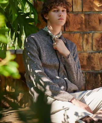 イタリア糸使用・伸縮性】マルチカラームリネ ニットブルゾン