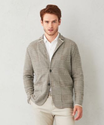 ＜JOSEPH ABBOUD (Men) ＞【驚きの軽量ウール】ＫＡＲＬＫＡＲＬ　チェック柄　ニットジャケット（ＫＲＪＬＮＷ０３１３）